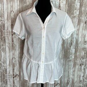 Coldwater Creek White Short Sleeve Blouse size 8